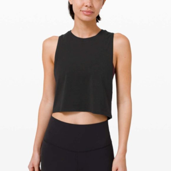 lululemon athletica Tops - Lululemon Cut Back CropTank Black💖SZ12 NWOT 2/$75